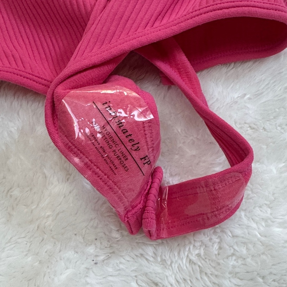 Free People Pink Ribbed Bodysuit CS/S - Picture 5 of 7